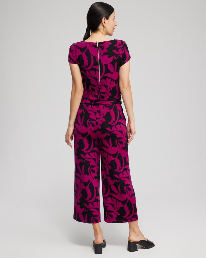 Chicos Travelers Belted Jumpsuit - Fresh Plum