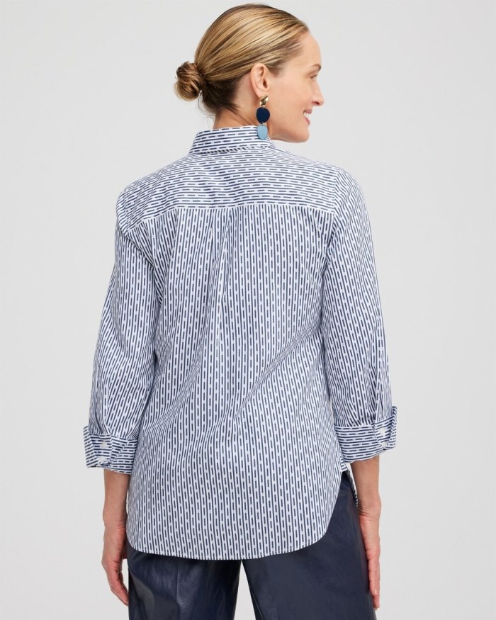 Chicos No Iron Stretch Dot Stripe Shirt - Azores Blue