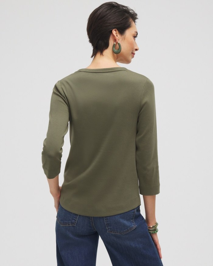 Chicos Everyday 3/4 Sleeve Tee - Ginger Rose