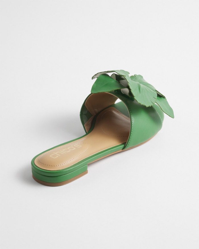 Chicos Floral Slides - Green