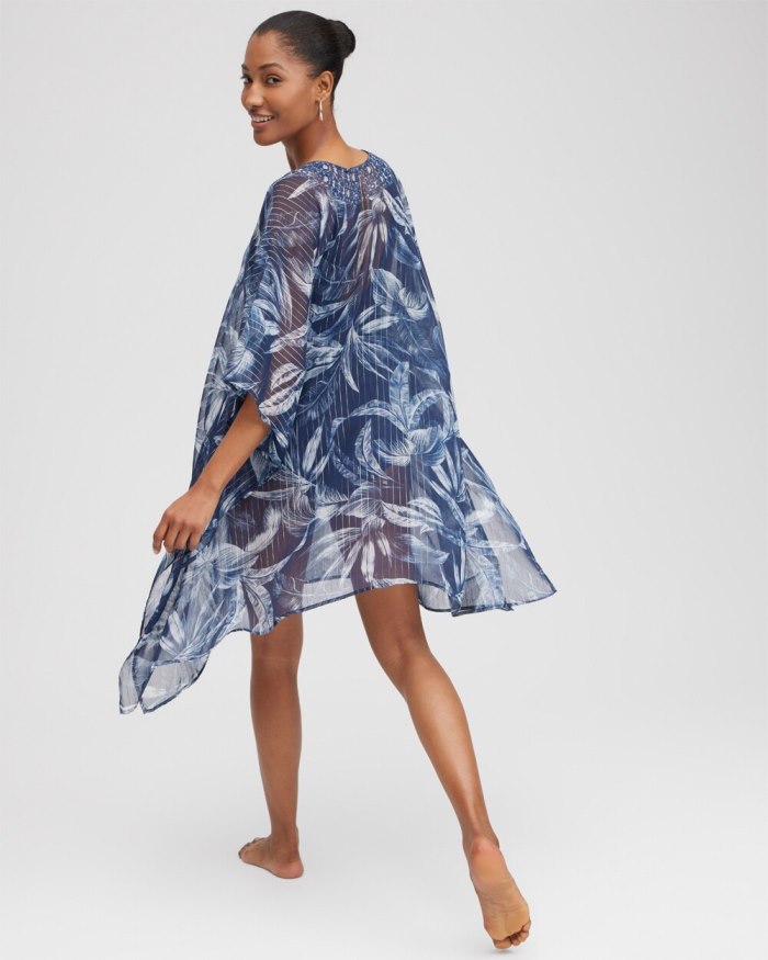 Chicos Miraclesuit Tropica Caftan Coverup - Navy