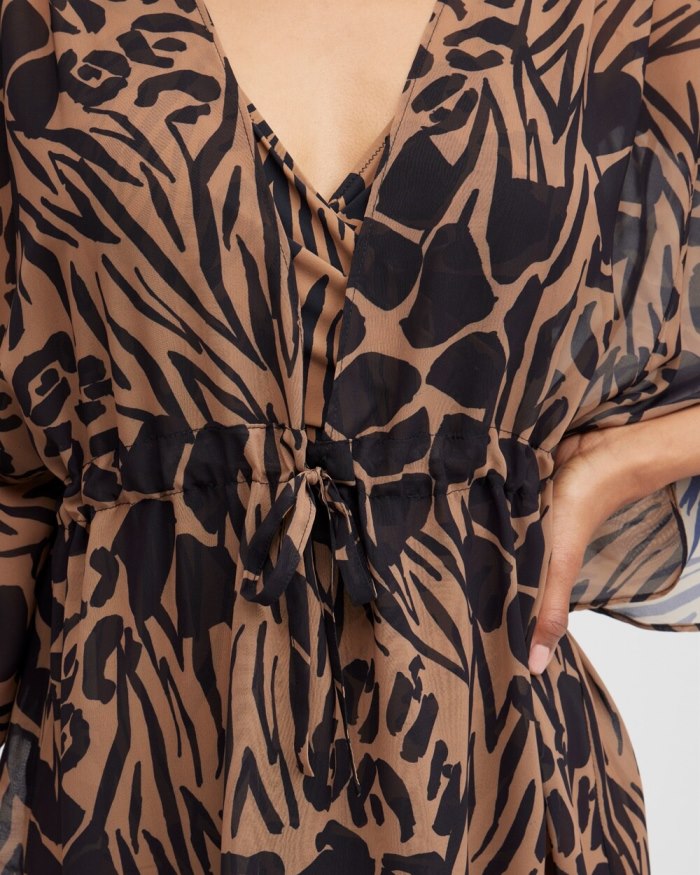 Chicos Animal Print Coverup - Black/Brown