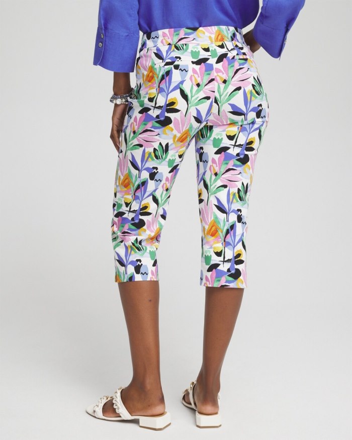 Chicos Brigitte Tropical Print Capris - Alabaster