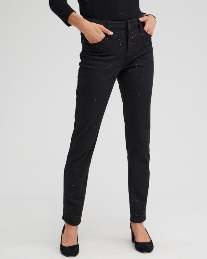 Chicos Girlfriend Scattered Stone Ankle Jeans - Black