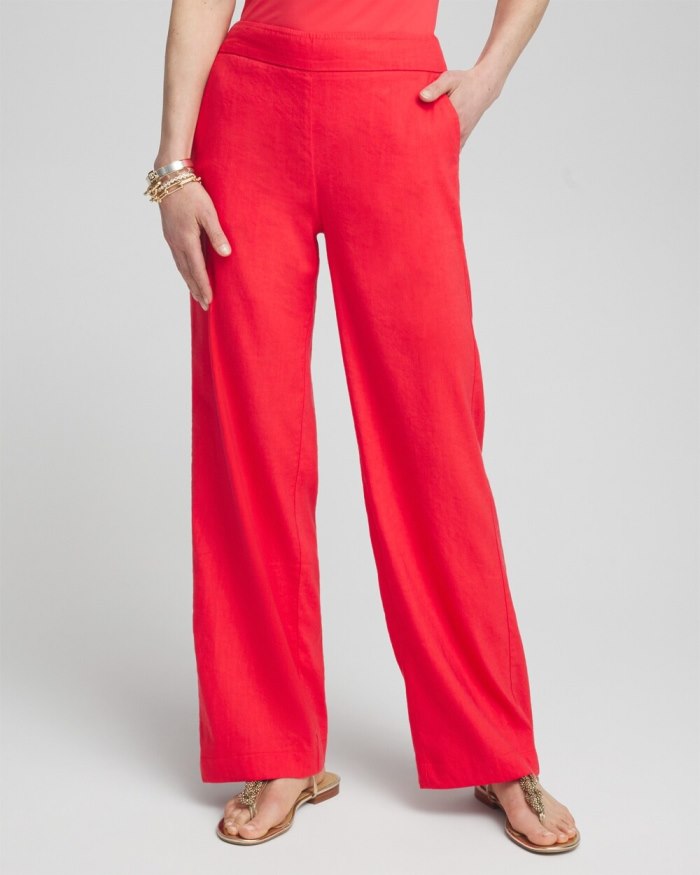 Chicos Wide Leg Linen Pants - Watermelon Punch