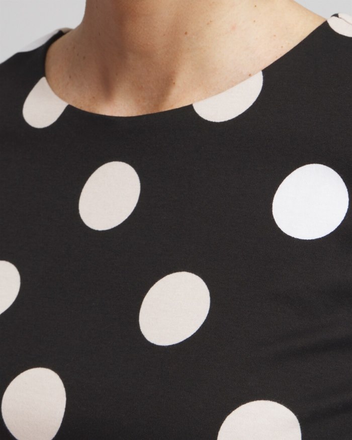 Chicos Polka Dot Bubble Hem Top - Black