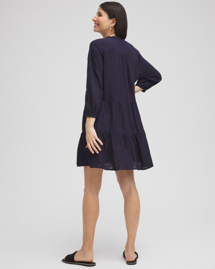 Chicos Embroidered Eyelet Coverup - Classic Navy