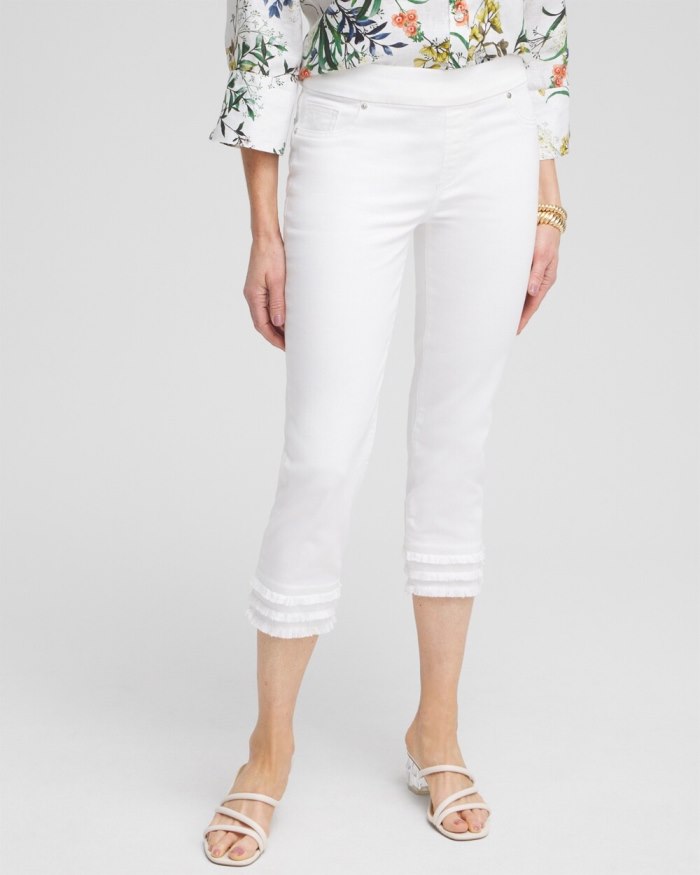 Chicos No Stain 21" Triple Fray Pull-on Capris - Alabaster