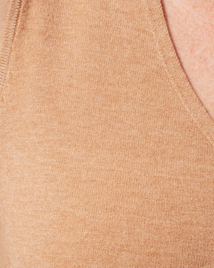 Chicos V-neck Sweater Tank - Faux Camel Heather