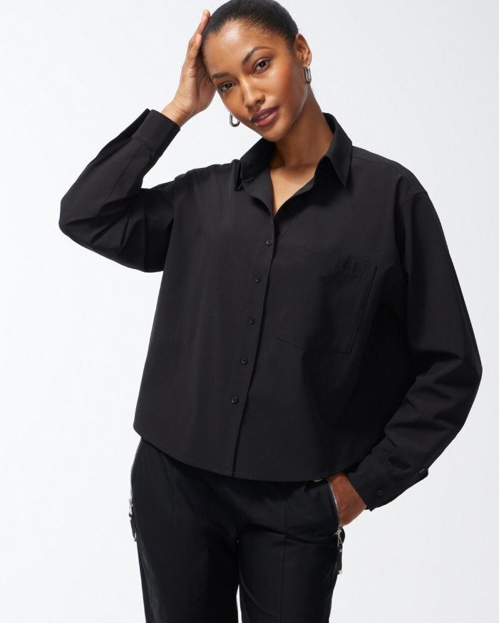 Chicos Zenergy Neema Cropped Shirt - Black