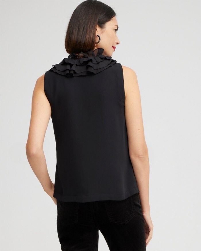 Chicos Ruffle Tank - Black