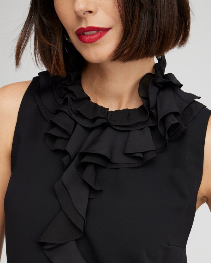 Chicos Ruffle Tank - Black