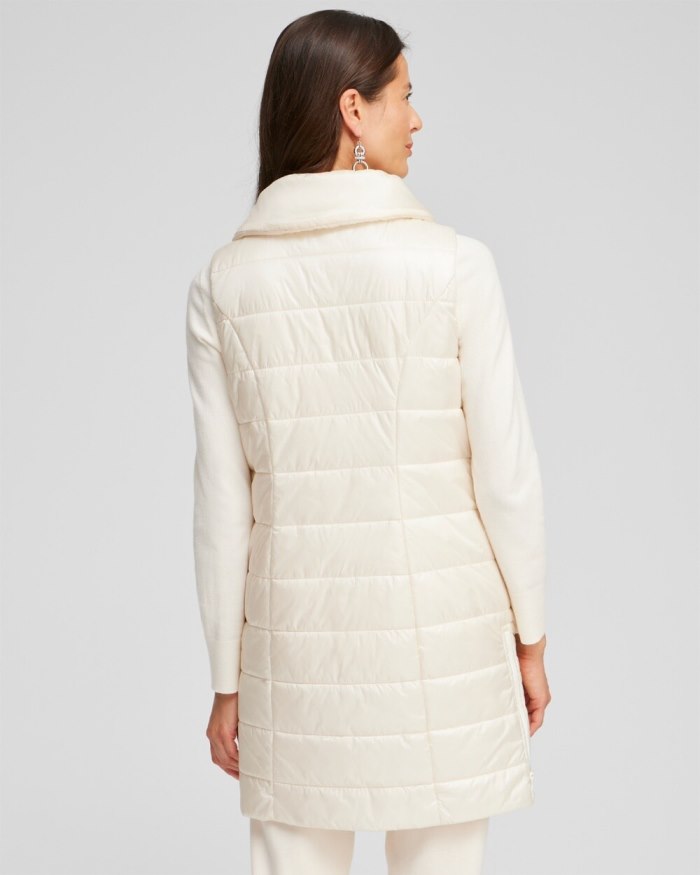 Chicos Zenergy Long Quilted Vest - English Cream