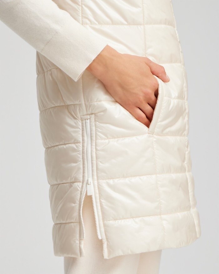 Chicos Zenergy Long Quilted Vest - English Cream