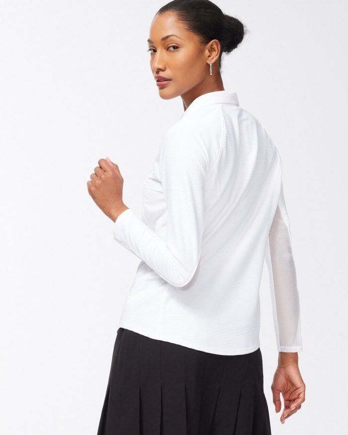 Chicos Zenergy Mesh Detail Zip Pullover - Alabaster