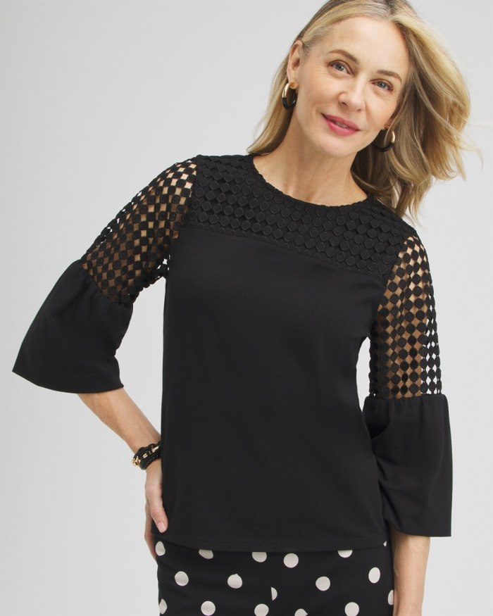 Chicos Lace Mix Top - Black