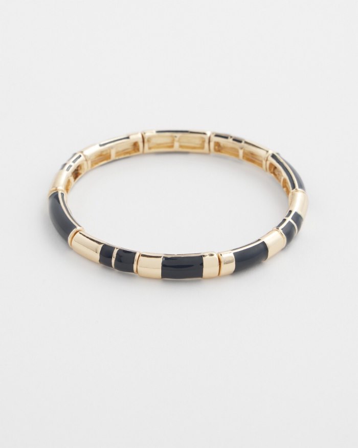 Chicos Navy Enamel Stretch Bracelet - Navy