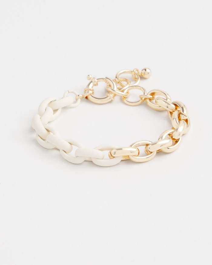 Chicos Two Tone Link Bracelet - Alabaster