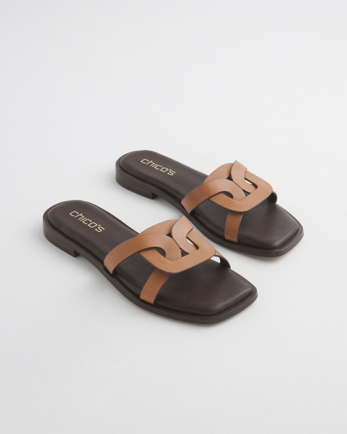 Chicos Leather Slides - Tan