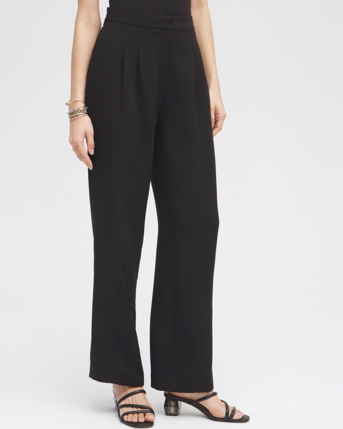 Chicos Black Label Pleated Trousers - Black
