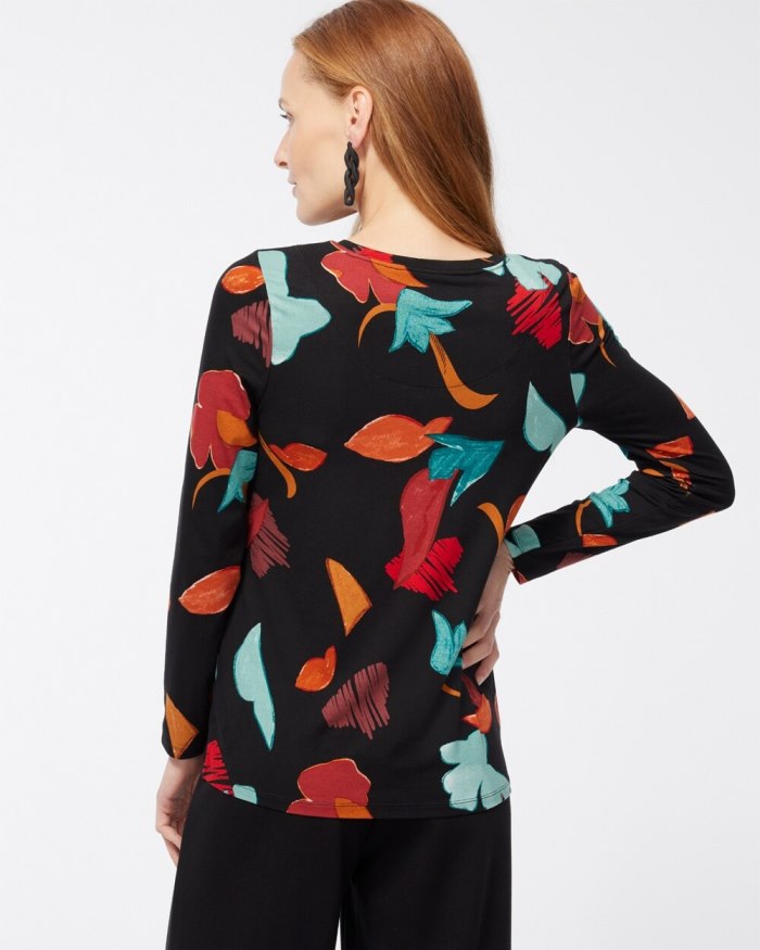 Chicos Touch of Cool Abstract Print Layering Tee - Peacock Teal