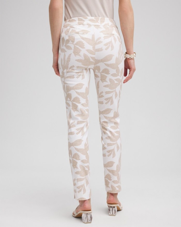 Chicos Brigitte Leaf Etch Ankle Pants - Alabaster/Sycamore