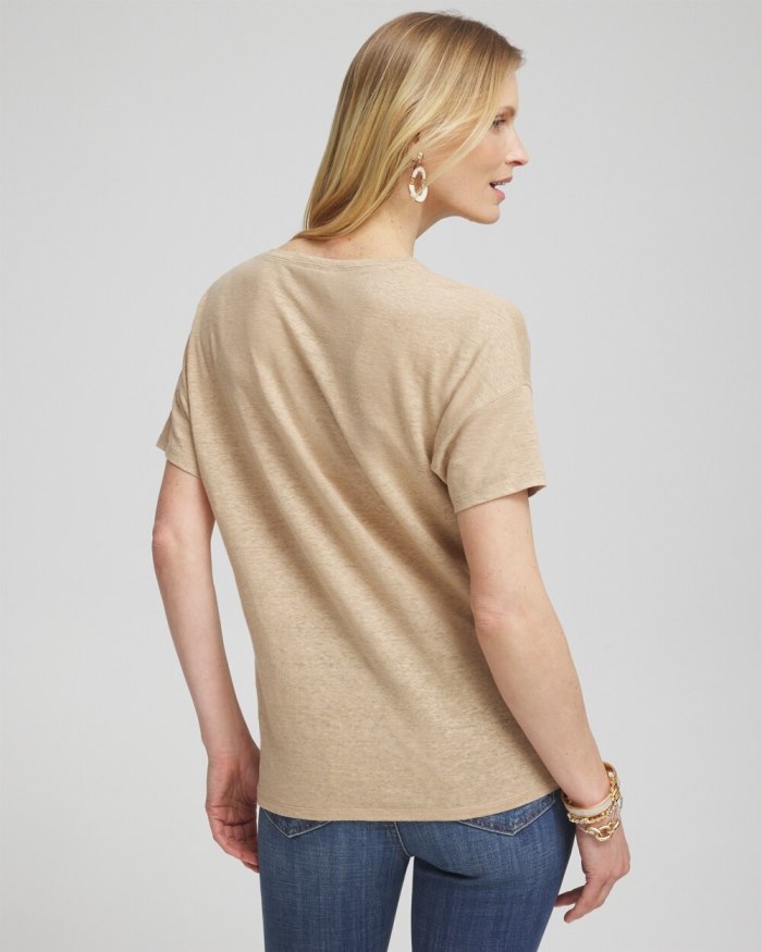 Chicos Neutral Sequin Embellished Tee - Sycamore