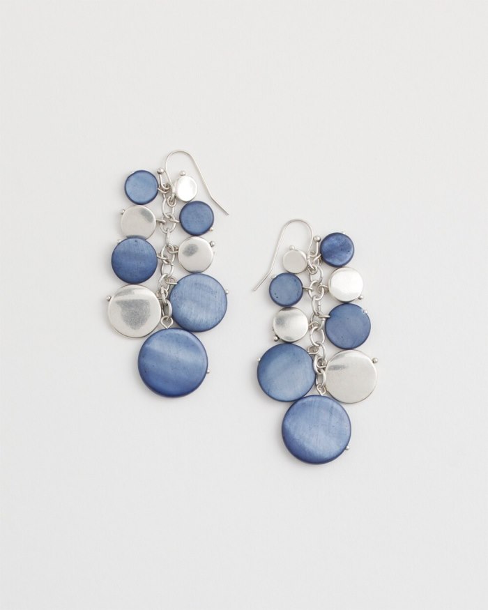 Chicos Blue Shell Cluster Earrings - Blue Multi