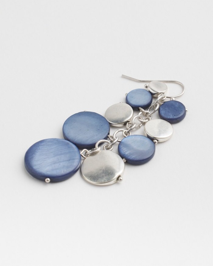 Chicos Blue Shell Cluster Earrings - Blue Multi