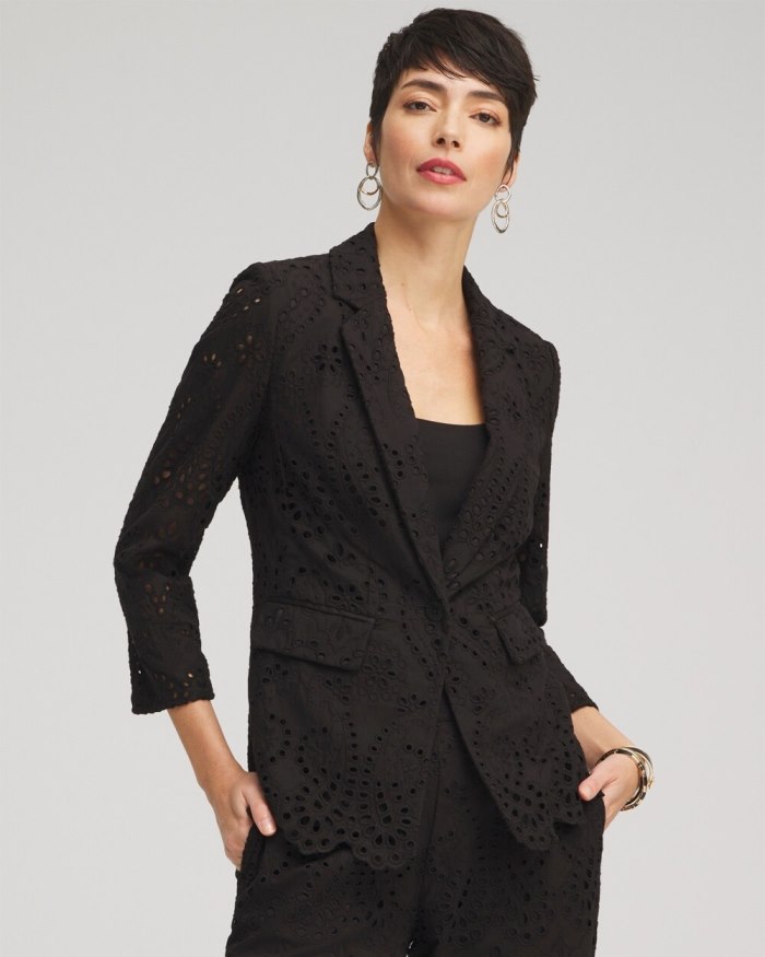 Chicos Eyelet Blazer - Black