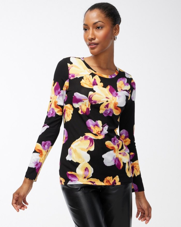 Chicos Touch of Cool Floral Layering Tee - Sweet Berry