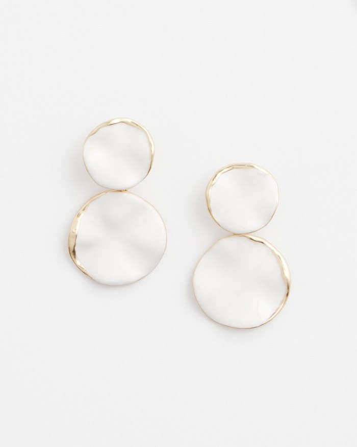 Chicos White Round Drop Earrings - White