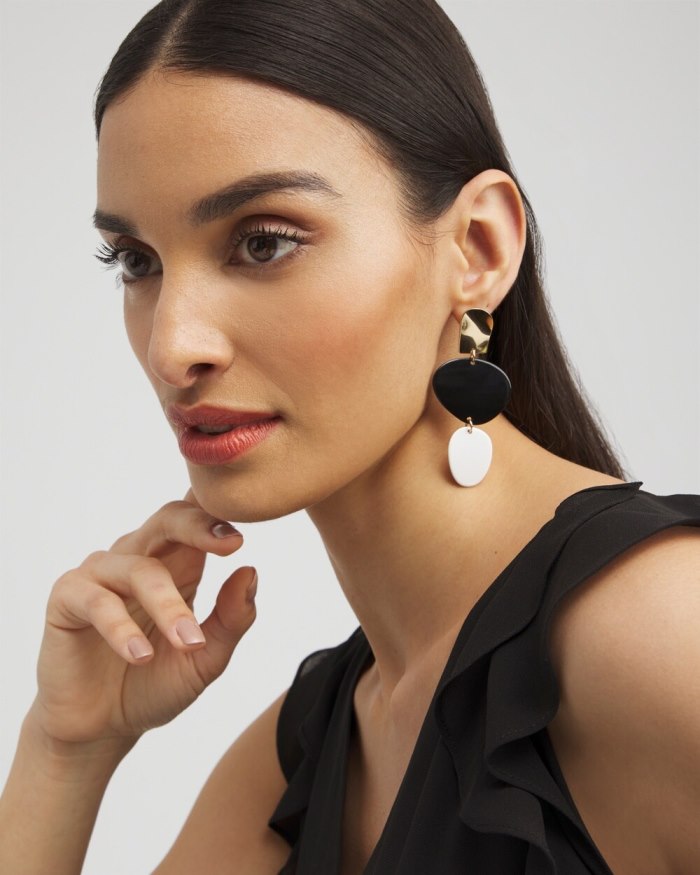 Chicos No Droop Two Tone Linear Earrings - Black