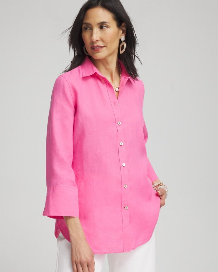 Chicos No Iron 3/4 Sleeve Shirt - DELIGHTFUL PINK