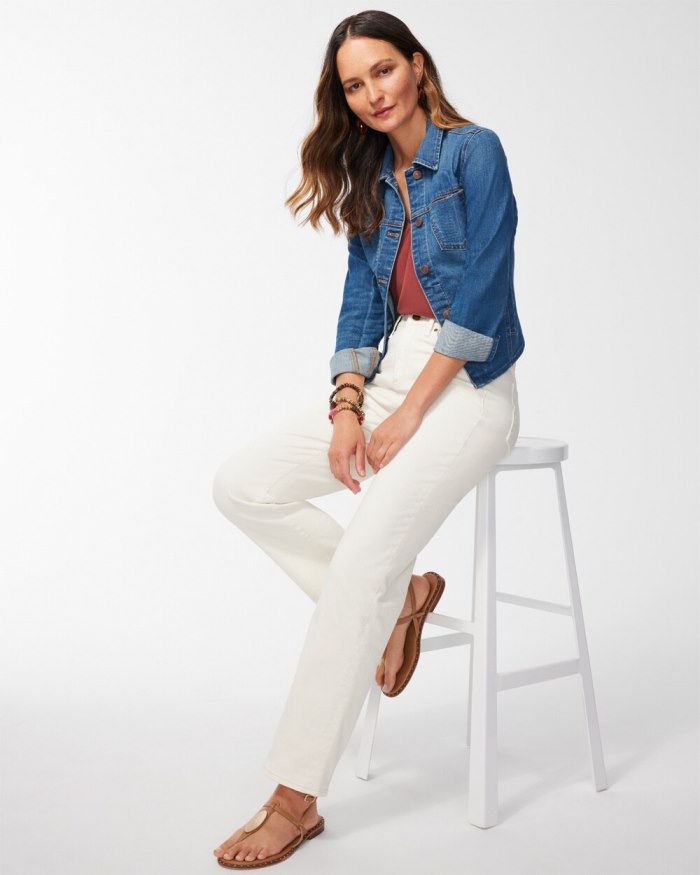 Chicos High Rise Straight Leg Jeans - Sea Salt