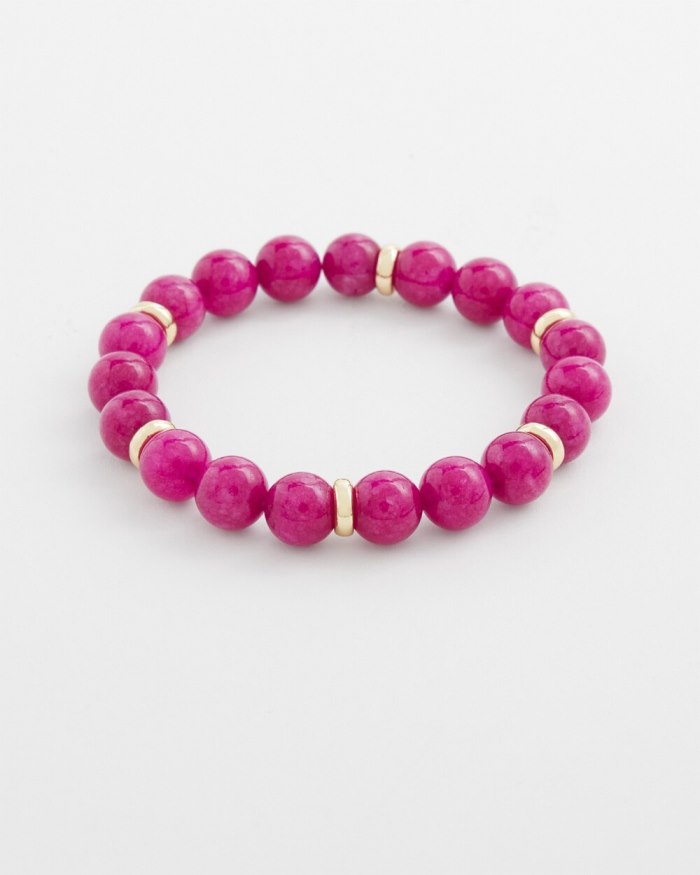 Chicos Magenta Beaded Stretch Bracelet - Magenta Rose