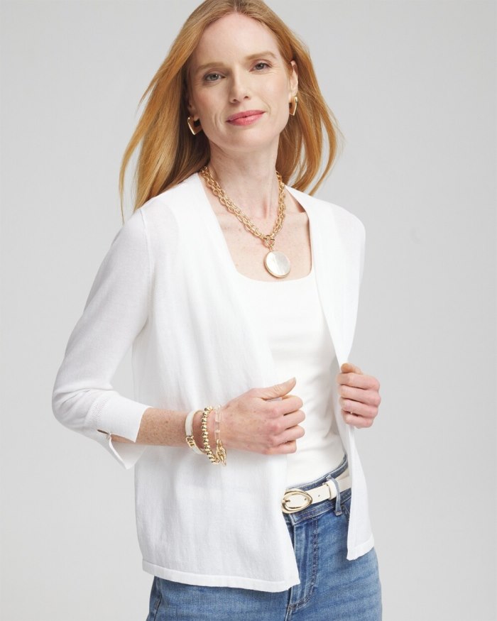 Chicos Summer Romance Short Cardigan - Alabaster