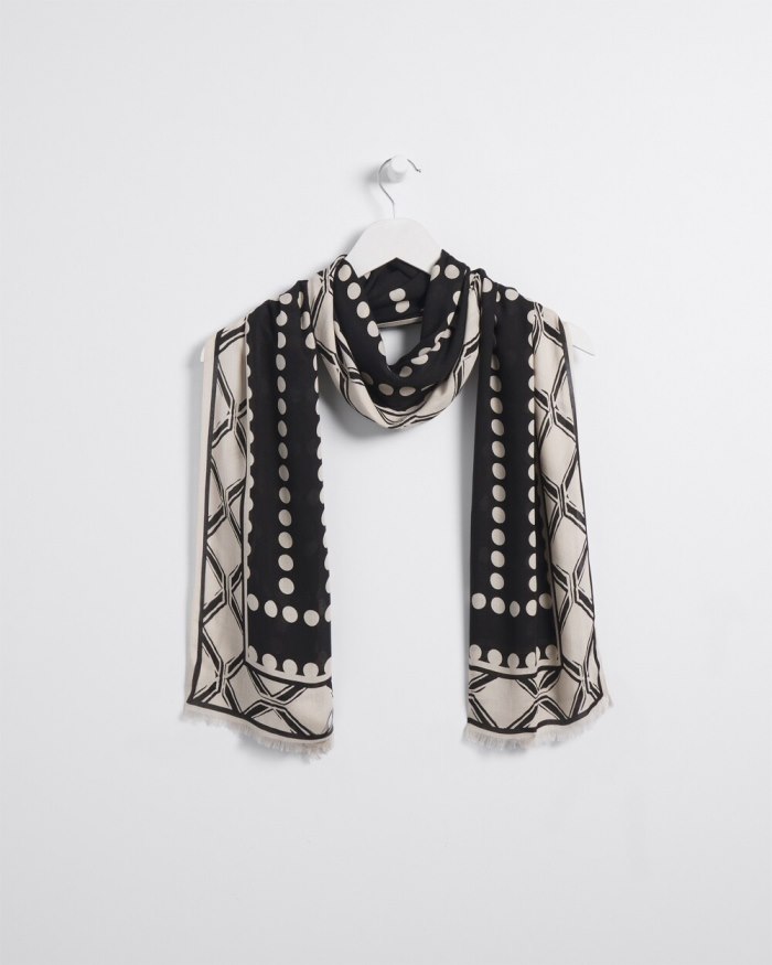 Chicos Mixed Print Oblong Scarf - Black