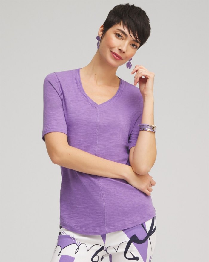 Chicos Elbow Sleeve A-line Tee - Parisian Purple