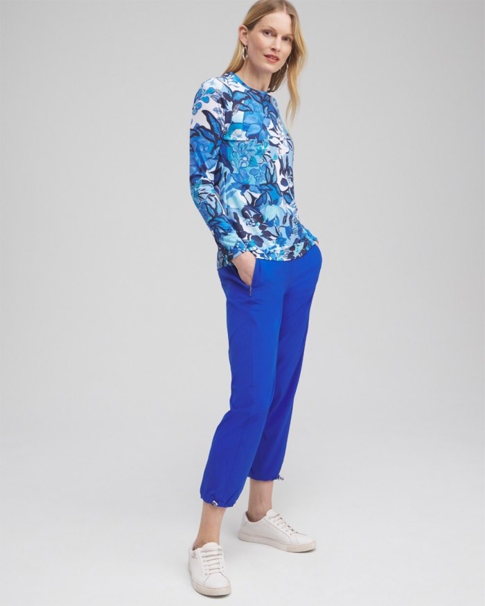 Chicos Zenergy UPF Floral Sun Tee - Intense Azure