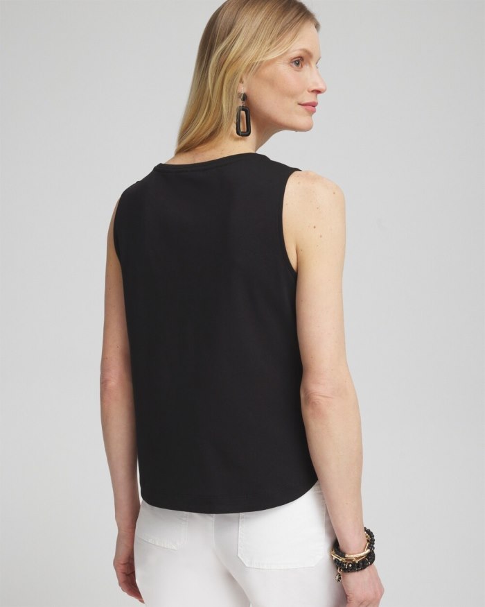 Chicos Grommet Neck Detail Tank - Alabaster