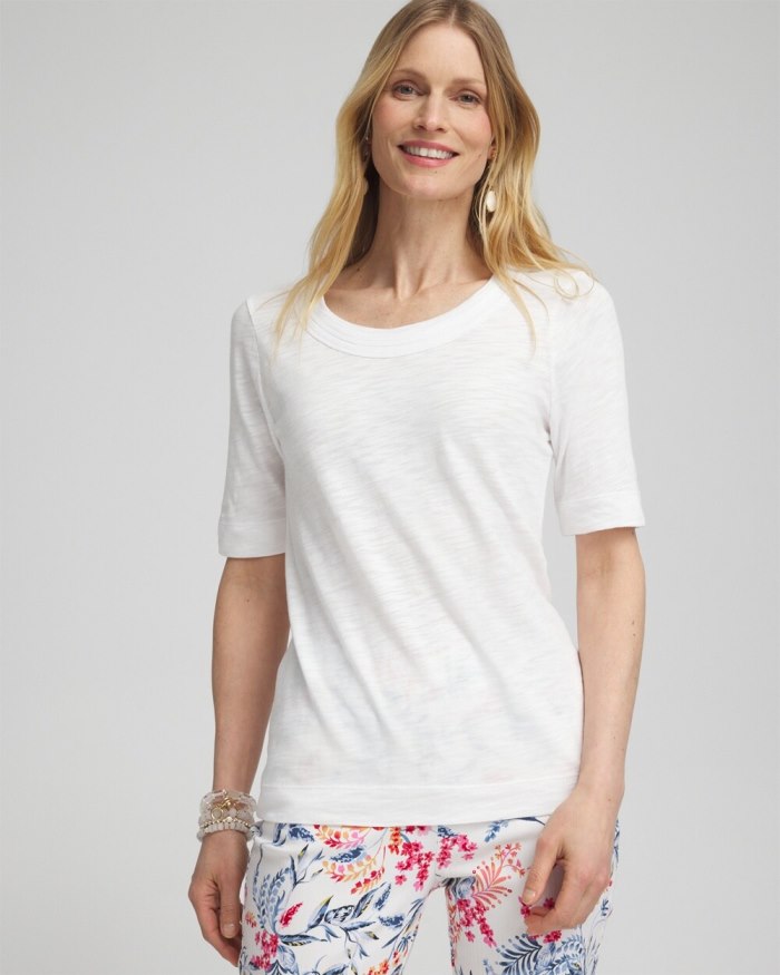 Chicos Scoop Neck Tee - Alabaster