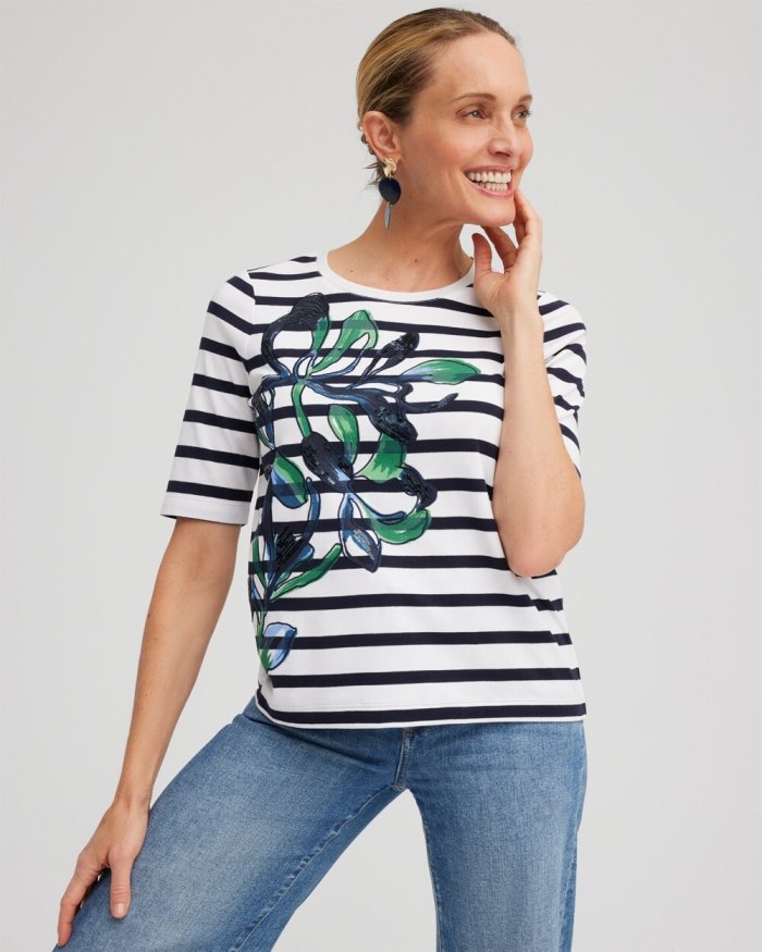 Chicos Embellished Stripe Tee - Twisted Ivy