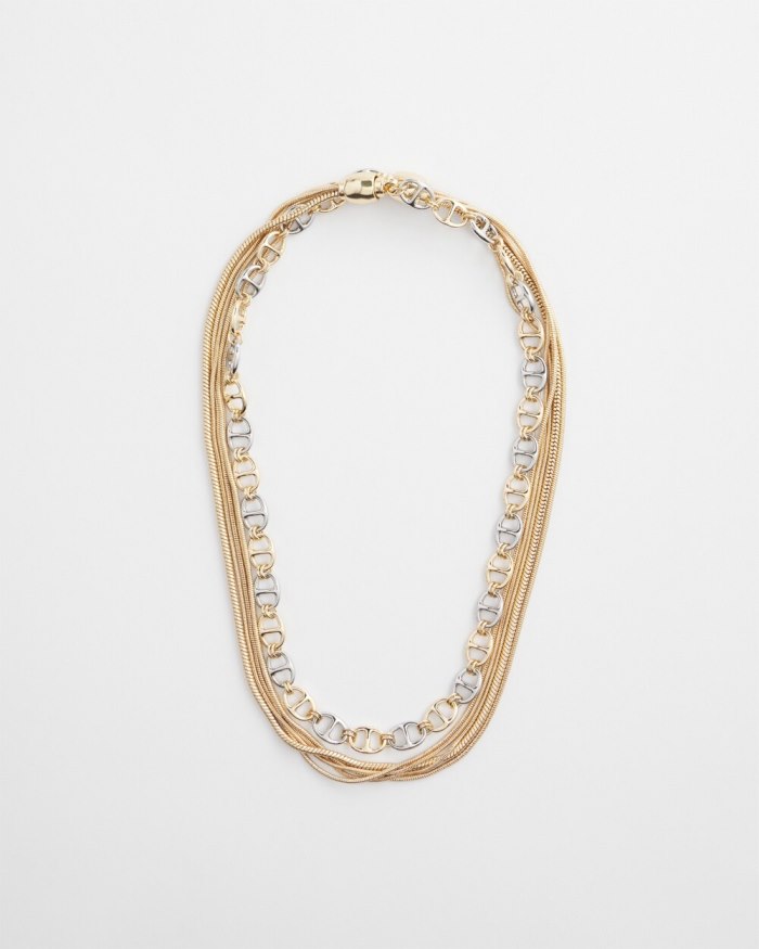 Chicos MagneticMix Multi Chain Necklace - Mixed Metals