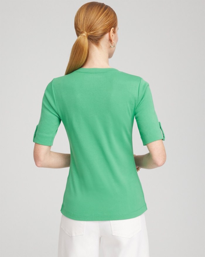 Chicos Everyday V-neck Tee - GRASSY GREEN