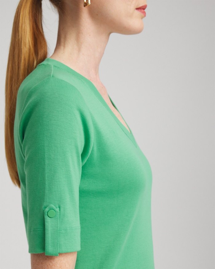 Chicos Everyday V-neck Tee - GRASSY GREEN