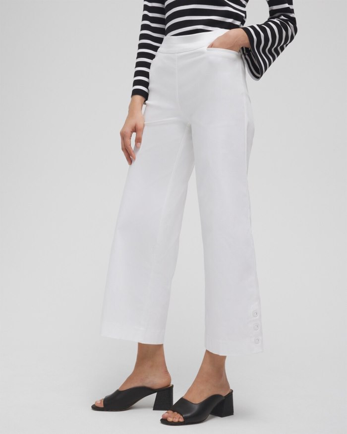 Chicos Brigitte Grommet Wide Leg Pants - Alabaster