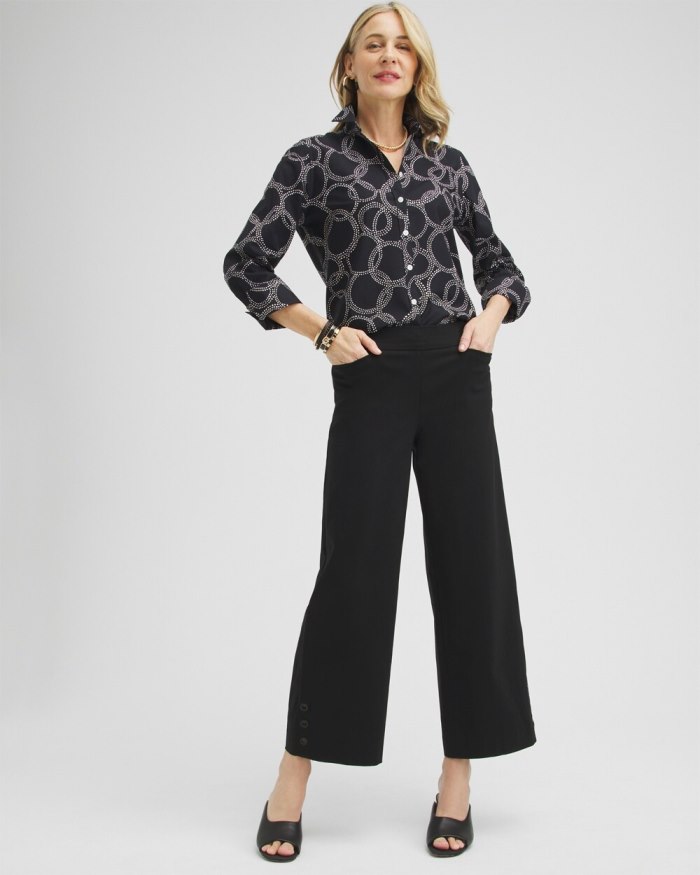 Chicos Brigitte Grommet Wide Leg Pants - Alabaster