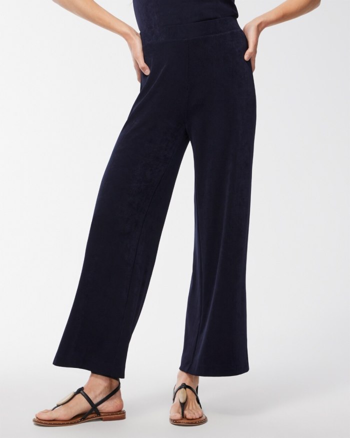 Chicos Travelers Wide Leg Side Slit Ankle Pants - Travelers India Ink