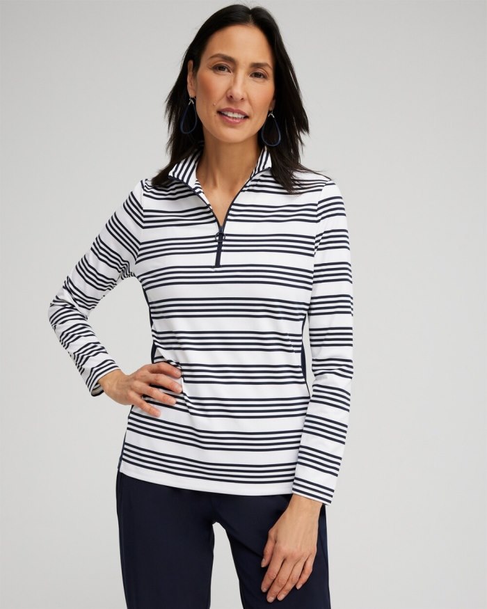 Chicos Zenergy UPF Stripe Long Sleeve Top - Classic Navy